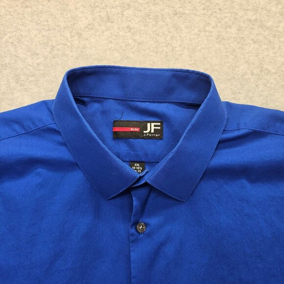 JF J. Ferrar Men's Dress Shirt XXL Blue Cotton Blend Slim Fit - Picture 3 of 10